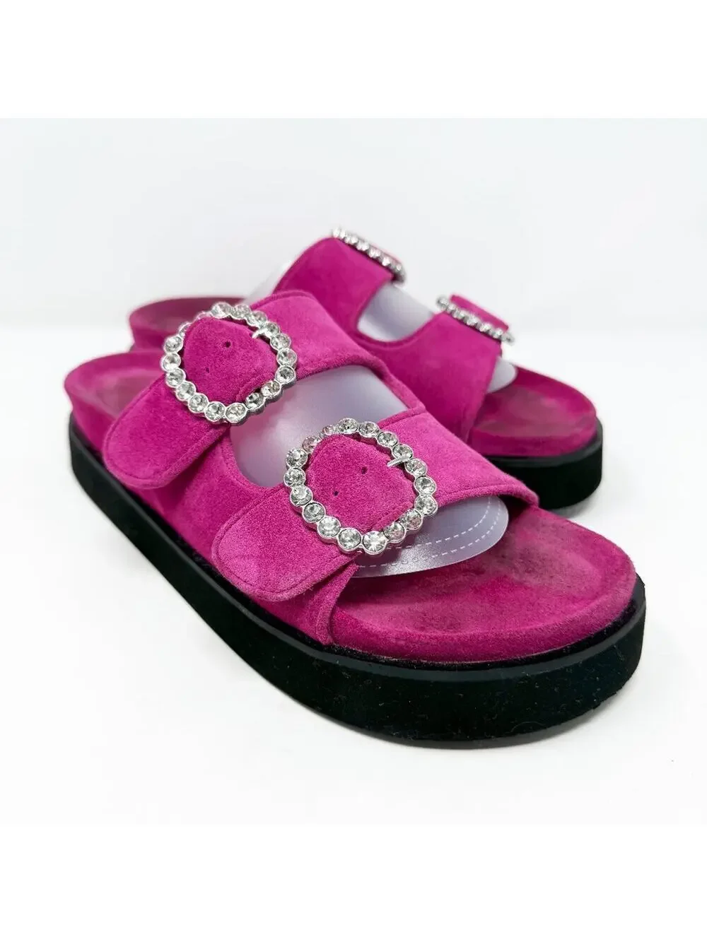 Maje Pink Suede Flat Chunky Sandals EU Size 40 Cushioned Insole w Arch Support